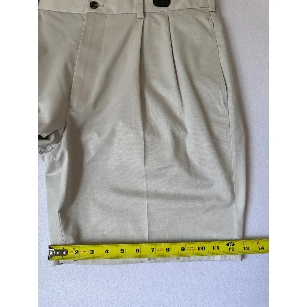 Brooks Brothers Advantage Chino Shorts Men W38 Beige Pleated Golf Casual Cotton